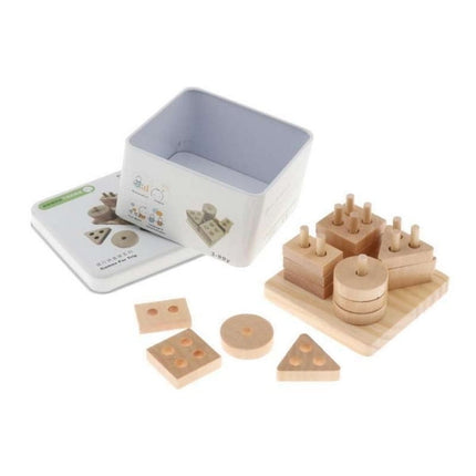 Extrokids Wooden Geometry Block Game Toy Four Pillars - EKT1896D