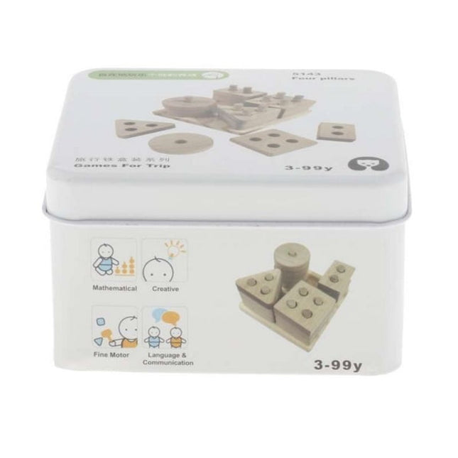 Extrokids Wooden Geometry Block Game Toy Four Pillars - EKT1896D