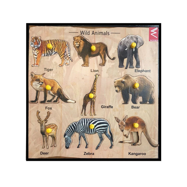 Wooden Wild Animals Educational learning Tray â€“ 12*12 inch