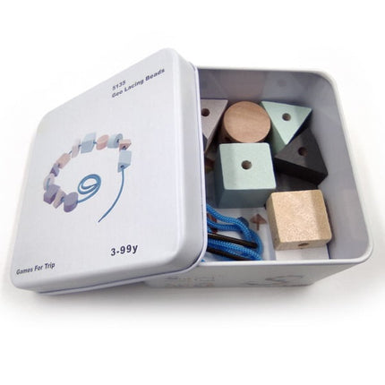 Extrokids Wooden Geometry Block Game Toy Geo Lacing Beads - EKT1896M