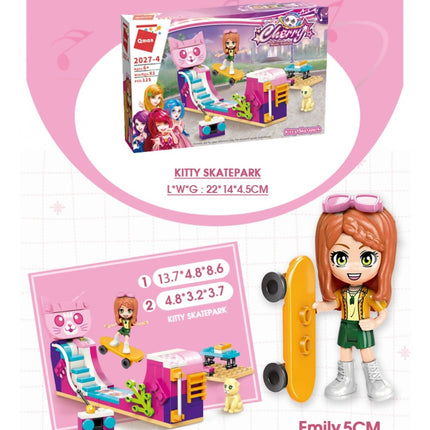 Kitty Skatepark Toy for Girls 6+ (125 Pieces) (Multicolor)