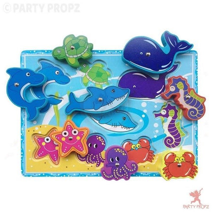 Extrokids Wooden Sea Animal Magnetic Fishing Game Toy for Learning - EK1652