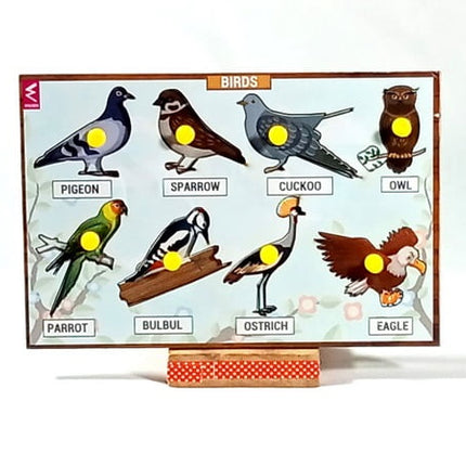 Extrokids Wooden Birds Learning Kknob Educational tray -Economy-9*6 inch - EKSD0033