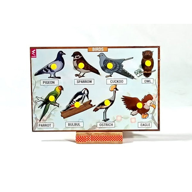 Extrokids Wooden Birds Learning Kknob Educational tray -Economy-9*6 inch - EKSD0033