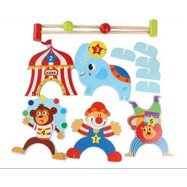 EXTROKIDS Wooden Clown Circus Gate Ball For Children Cue Indoor Outdoo Mini Golf Sports Family Games Toy - EKT1413