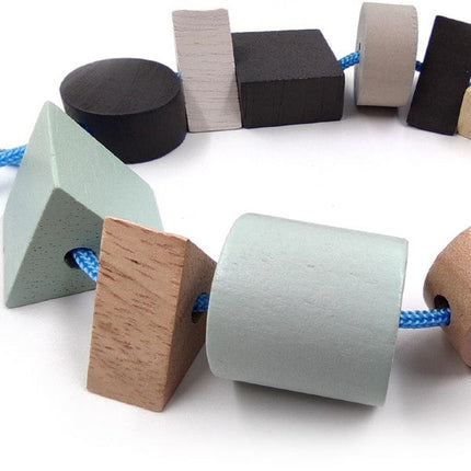 Extrokids Wooden Geometry Block Game Toy Geo Lacing Beads - EKT1896M