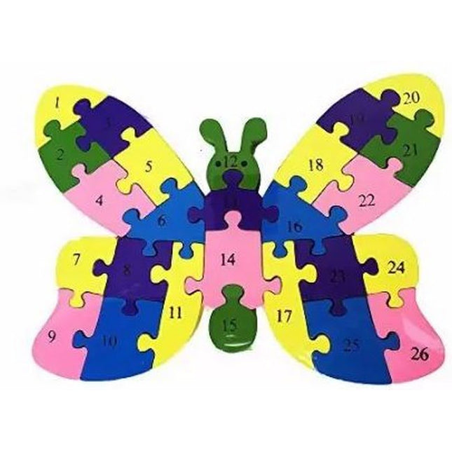 Wooden alphabet and number Chunky Jigsaw puzzles - Butterfly - EKT2253