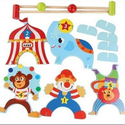 EXTROKIDS Wooden Clown Circus Gate Ball For Children Cue Indoor Outdoo Mini Golf Sports Family Games Toy - EKT1413