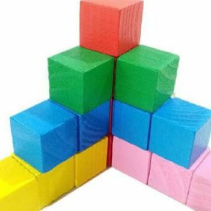 Extrokids Wooden Square Coloured Building Blocks - EKT2015