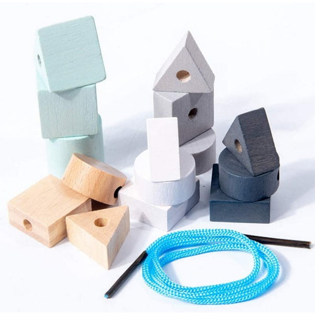 Extrokids Wooden Geometry Block Game Toy Geo Lacing Beads - EKT1896M