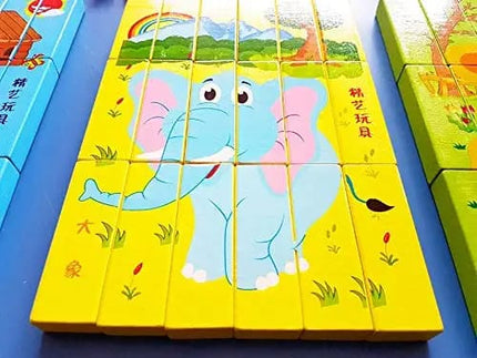 Wooden Toy - Multi Functional Animal Puzzle - Jenga Blocks - EKT1079