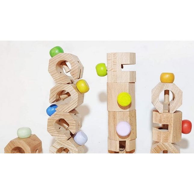 Extrokids 12 Pc Wooden Connectable Chain Educational and Learning Toys - EKT1686