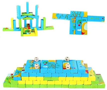 Wooden Toy - Multi Functional Animal Puzzle - Jenga Blocks - EKT1079