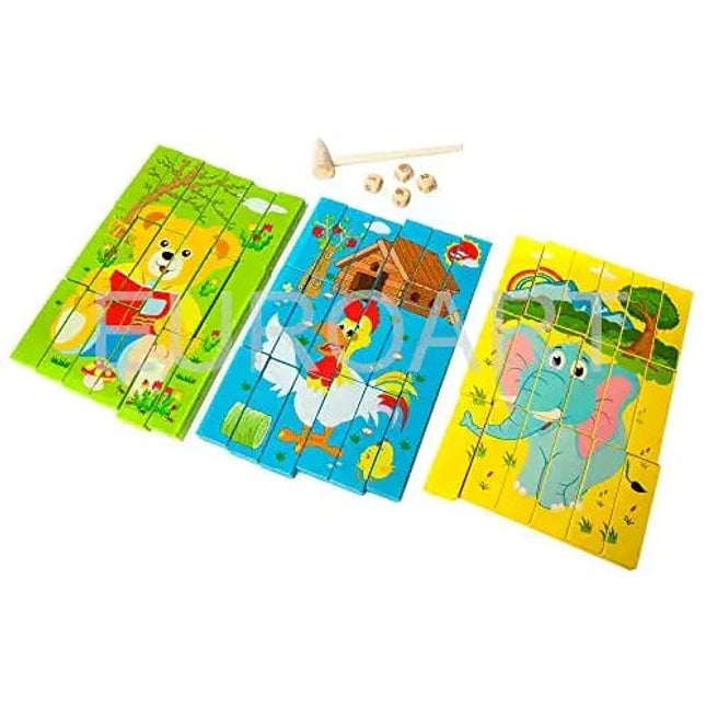 Wooden Toy - Multi Functional Animal Puzzle - Jenga Blocks - EKT1079