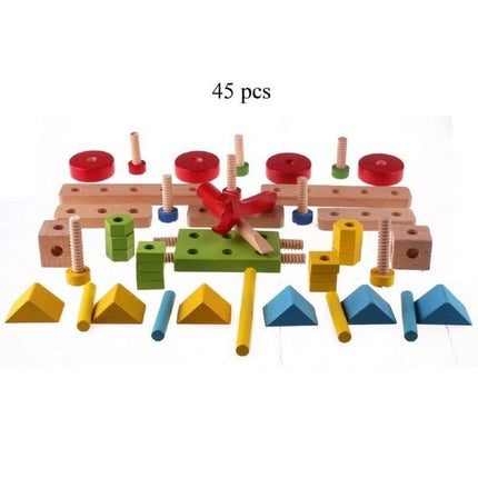 Extrokids Wooden Bright Colourful Nut Assembly Mechanix Building Blocks Educational Learning Toy -