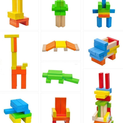 -Wooden Jenga Blocks - Color - EKT0625