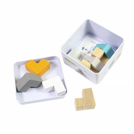 Extrokids Wooden Geometry Block Game Toy 3D Puzzle Cube - EKT1896L