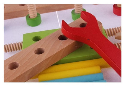 Extrokids Wooden Bright Colourful Nut Assembly Mechanix Building Blocks Educational Learning Toy -