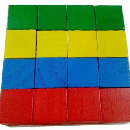 Extrokids Wooden Square Coloured Building Blocks - EKT2015