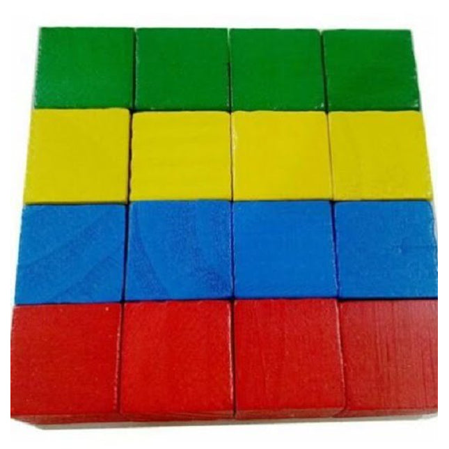 Extrokids Wooden Square Coloured Building Blocks - EKT2015