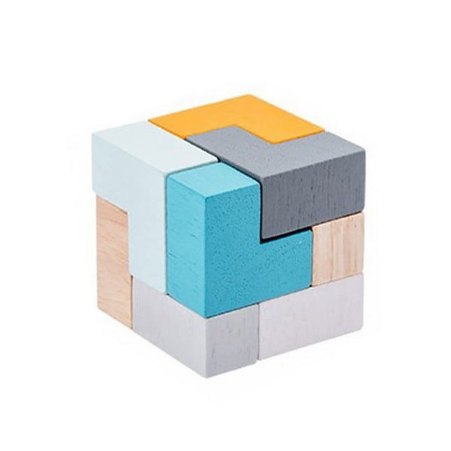 Extrokids Wooden Geometry Block Game Toy 3D Puzzle Cube - EKT1896L