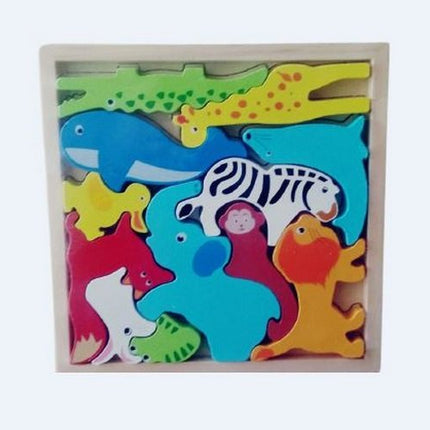 Extrokids Wooden Montessori Learning Wild Animals Stacking - EKT1758