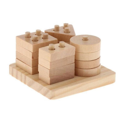 Extrokids Wooden Geometry Block Game Toy Four Pillars - EKT1896D