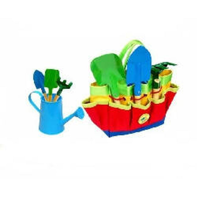 GARDENING TOOLS+WATERING CAN IN RED BAG