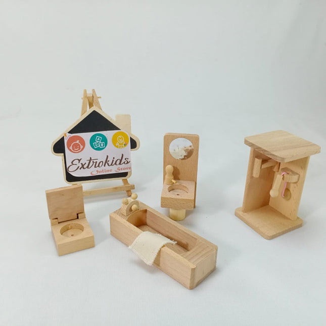 Wooden Bathroom play dollhouse set - EKT0007
