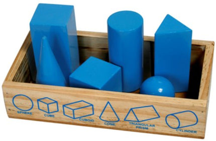 GEOMETRICAL SOLIDS (6 PCS.) IN WOODEN BOX