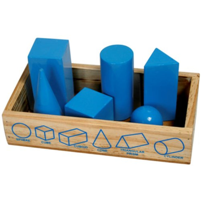 GEOMETRICAL SOLIDS (6 PCS.) IN WOODEN BOX