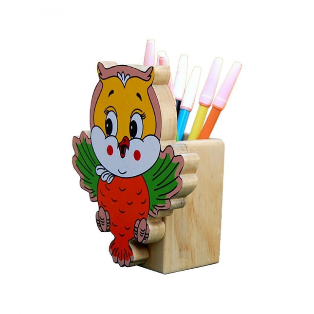 WOODEN BIRD HOUSE-OWL