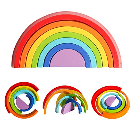Wooden Rainbow stacking Toy - Open Ended Toy - High Quality - EKT1072