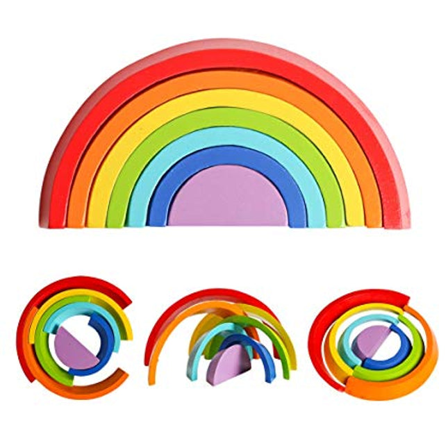 Wooden Rainbow stacking Toy - Open Ended Toy - High Quality - EKT1072