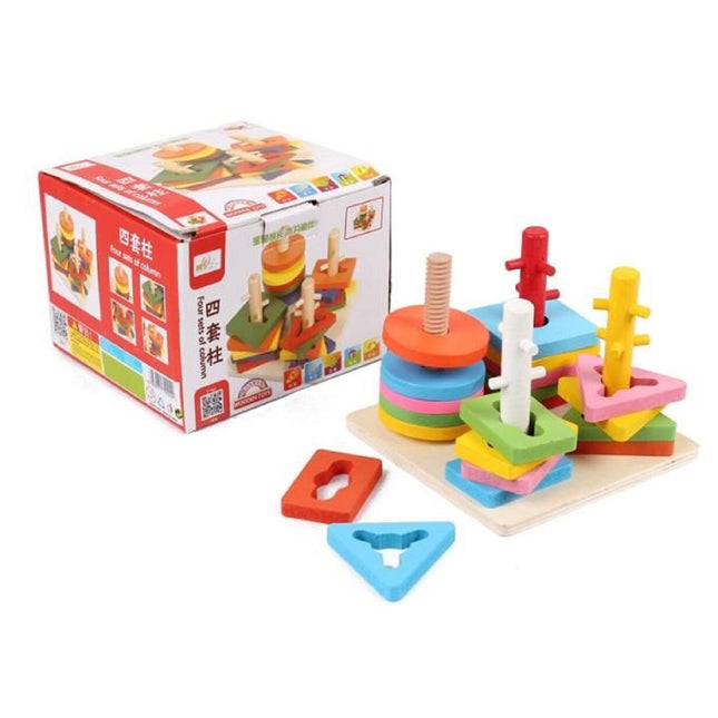 Wooden Four Column Shape Sorter - EKT0550