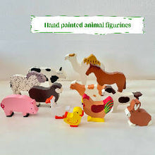Load image into Gallery viewer, Thasvi Wooden Farm Animals (Set of 12)
