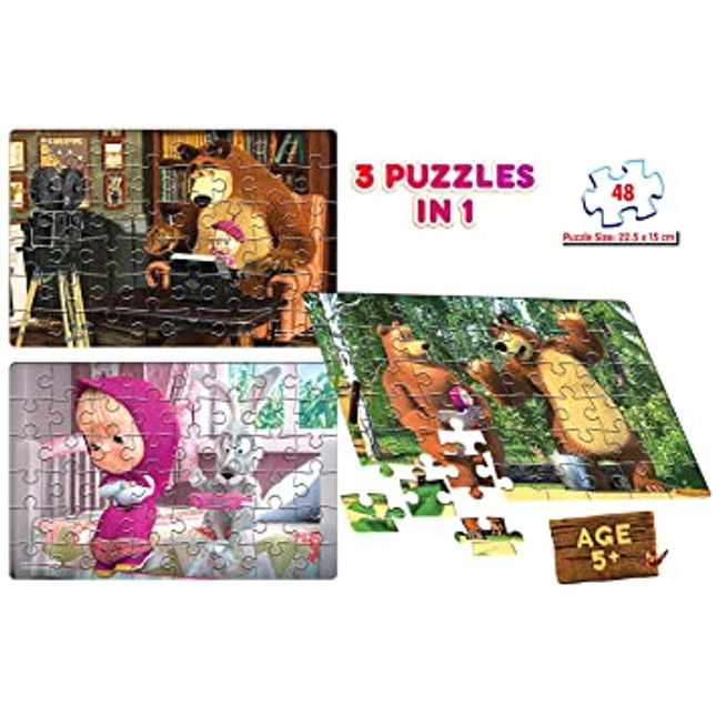 MASHA AND THE BEAR - 3 IN 1 (48 PCS) PUZZLES