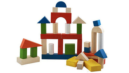 Building Blocks (60 blocks (Mix of Colored and Natural Wood Finish)