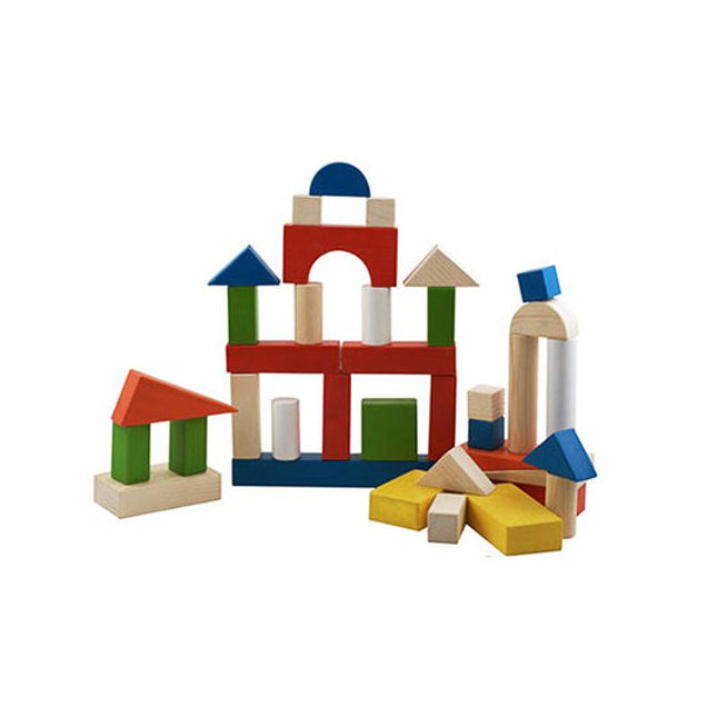 Building Blocks (60 blocks (Mix of Colored and Natural Wood Finish)