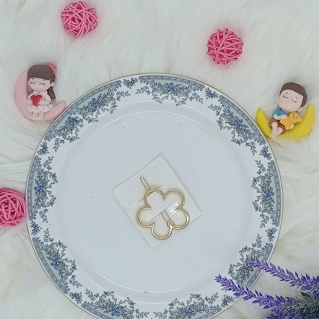 Plain Golden Clips - Flower - CTKA0015