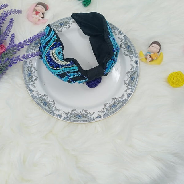 Party wear heavy - hair band - black and blue - CTKA0127