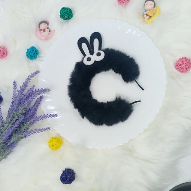 Pluffy Hair band - small - Bunny - ultra Soft - Black - CTKA0143