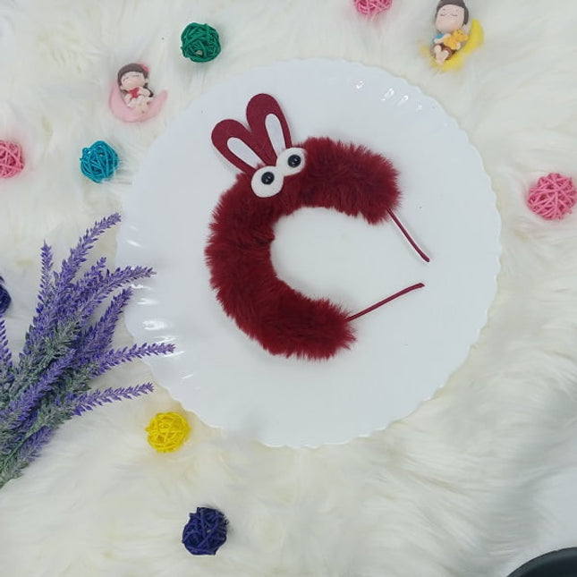 Pluffy Hair band - small - Bunny - ultra Soft - Maroon - CTKA0144