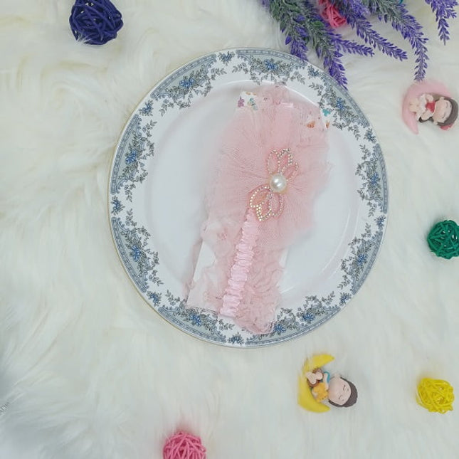 Round flower hair band - cloth type - satin - Pink - CTKA0193