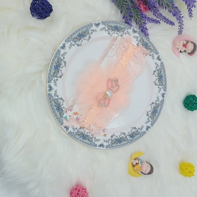 Round flower hair band - cloth type - satin - Orange - CTKA0194