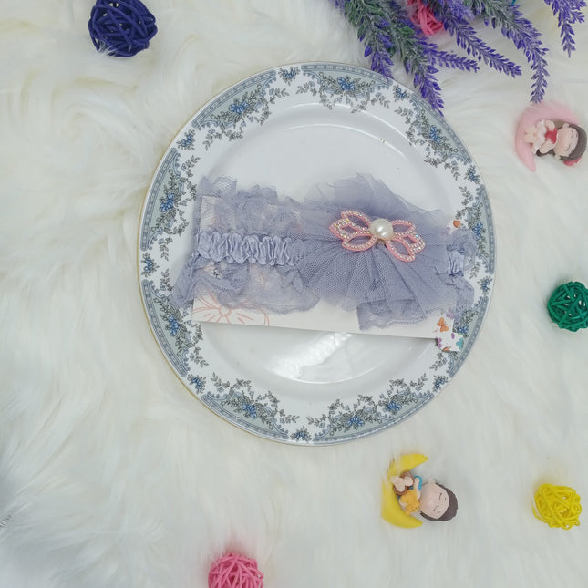 Round flower hair band - cloth type - satin - Ash - CTKA0196