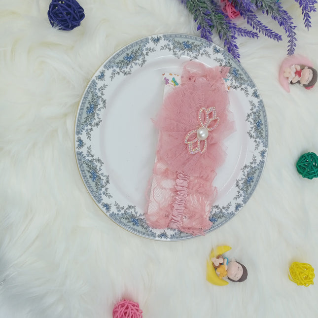 Round flower hair band - cloth type - satin - PEACH COLOR - CTKA0197