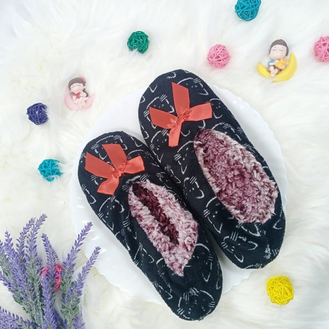 Indoor Shoe - White N Black - Kitty print - CTKA0200