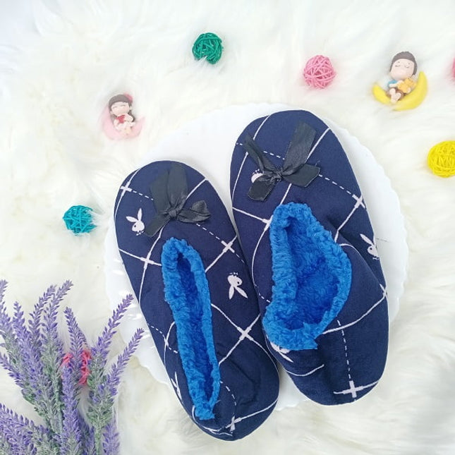 Indoor Shoe - White N Black - Blue Checked - CTKA0203