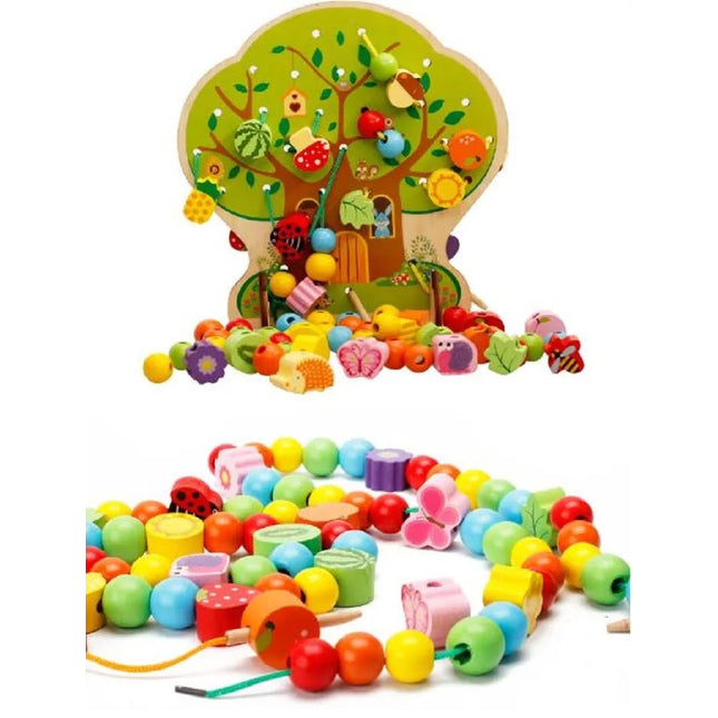 Wooden Toy Lacing the Rope with beads Game - EKT0961